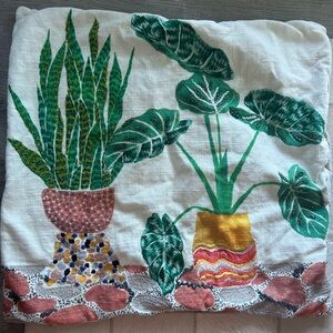 West Elm Colorful Plant Print Throw Pillow Cover